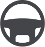 ไอคอนพวงมาลัยรถยนต์สีดำ