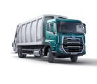Teal color truck with waste management application Quester